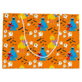 セサミストリートハロウィーンこうもりと幽霊パターン ラージペーパーバッグ (裏面)