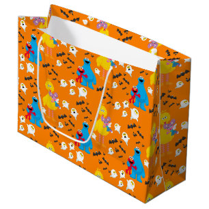 セサミストリートハロウィーンこうもりと幽霊パターン ラージペーパーバッグ
