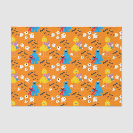 セサミストリートハロウィーンこうもりと幽霊パターン 薄葉紙 (正面)