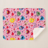 セサミストリートバレンタインハートパターン シェルパブランケット (正面(横))