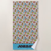 セサミストリートバンドグレー模様 ビーチタオル (正面)