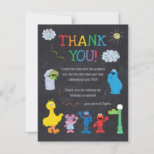 セサミストリートパルズチャルクボードレインボーありがとう サンキューカード (正面)