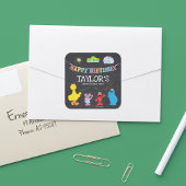 セサミストリートパルズチャルクボードレインボー誕生日 スクエアシール