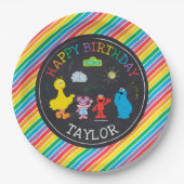 セサミストリートパルズチャルクボードレインボー誕生日 ペーパープレート (正面)