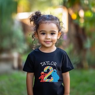 セサミストリートパルズチャルクボードレインボー2歳誕生日 トドラーTシャツ