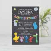 セサミストリートパルズチャルクボードレインボー5th誕生日 招待状 (スタンド正面)