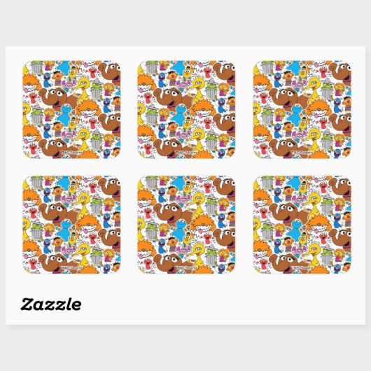 セサミストリートパルズドードリー模様 スクエアシール (シート)