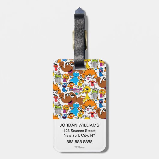 セサミストリートパルズドードリー模様 ラゲッジタグ (裏面縦)