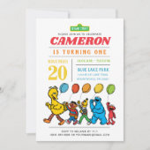 セサミストリートパルズ |バルーン1歳の誕生日 招待状 (正面)