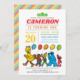 セサミストリートパルズ |バルーン1歳の誕生日  招待状