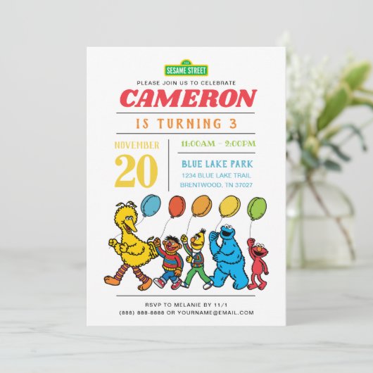 セサミストリートパルズ |バルーン3回目の誕生日 招待状 (スタンド正面)