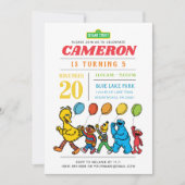 セサミストリートパルズ |バルーン5番目の誕生日 招待状 (正面)