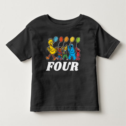 セサミストリートパルズ | 4番目の誕生日バルーン トドラーTシャツ (正面)