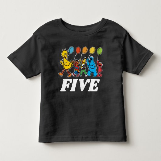 セサミストリートパルズ | 5番目の誕生日バルーンズトッドラー トドラーTシャツ (正面)