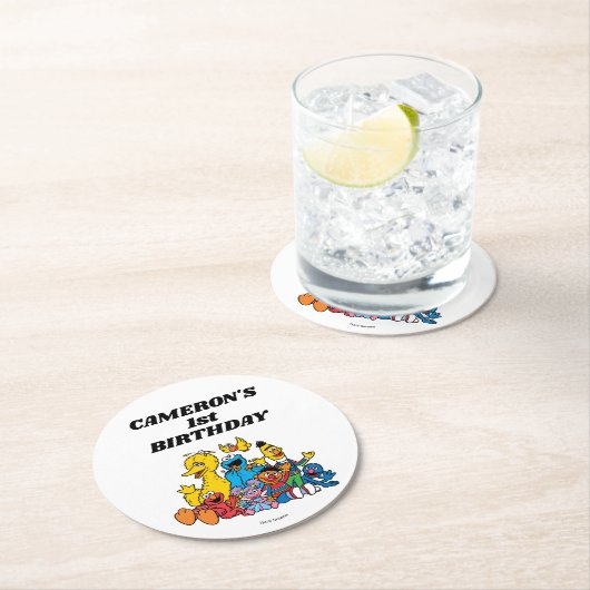 セサミストリートパール1st誕生日 ラウンドペーパーコースター (インサイチュ)