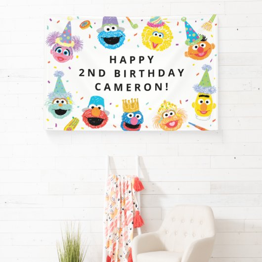 セサミストリートパalsのコンフェッティ誕生日 横断幕 (インサイチュ)