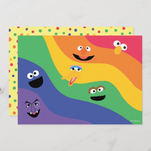 セサミストリートパals レインボー誕生日招待状 招待状 (正面/裏面)