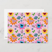 セサミストリートピンク花柄 ポストカード (正面/裏面)