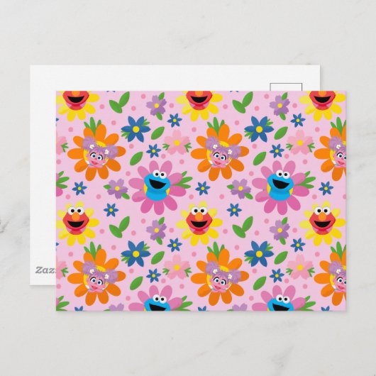 セサミストリートピンク花柄 ポストカード (正面/裏面)
