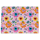 セサミストリートピンク花柄 ラージペーパーバッグ (正面)