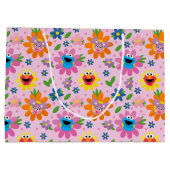 セサミストリートピンク花柄 ラージペーパーバッグ (裏面)