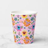 セサミストリートピンク花柄 紙コップ (正面)