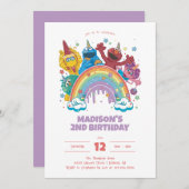 セサミストリートレインボーユニコーン誕生日 招待状 (正面/裏面)