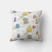 セサミストリートヴィンテージ漫画パターン クッション (裏面)