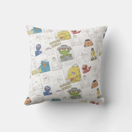 セサミストリートヴィンテージ漫画パターン クッション (裏面)