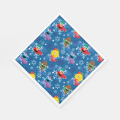 セサミストリート冬の雪片パターン スタンダードランチョンナプキン (角)