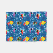 セサミストリート冬の雪片パターン フリースブランケット (正面(横))