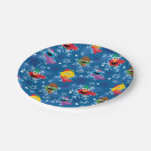 セサミストリート冬の雪片パターン ペーパープレート (アングル)