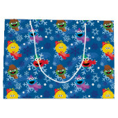 セサミストリート冬の雪片パターン ラージペーパーバッグ (裏面)