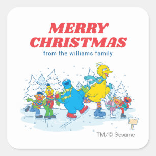 セサミストリート冬 メリークリスマス スクエアシール