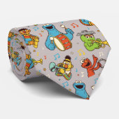 セサミストリート帯灰色模様 ネクタイ (ロール)