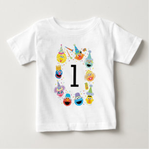 セサミストリート紙吹雪誕生日 ベビーTシャツ