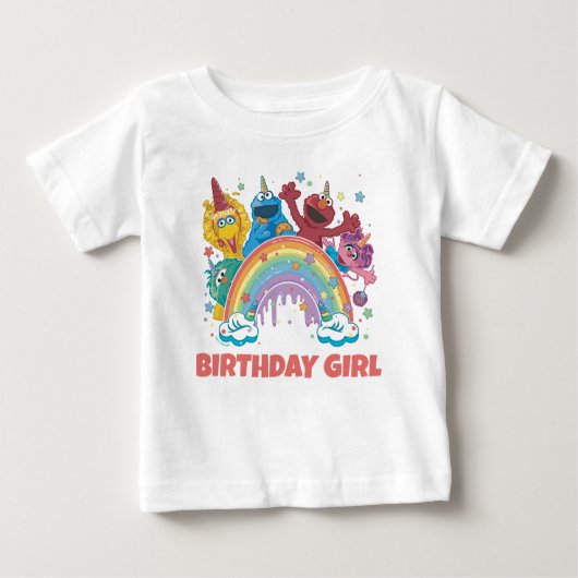 セサミストリート誕生日ガール ベビーTシャツ (正面)