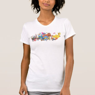 セサミストリート走!キャラクターイラストレーション Tシャツ