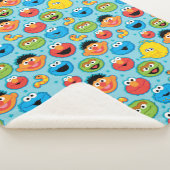 セサミストリート顔の模様(青) シェルパブランケット (3/4)