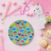 セサミストリート顔模様(青) ペーパープレート (パーティー)