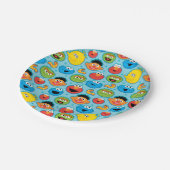セサミストリート顔模様(青) ペーパープレート (アングル)
