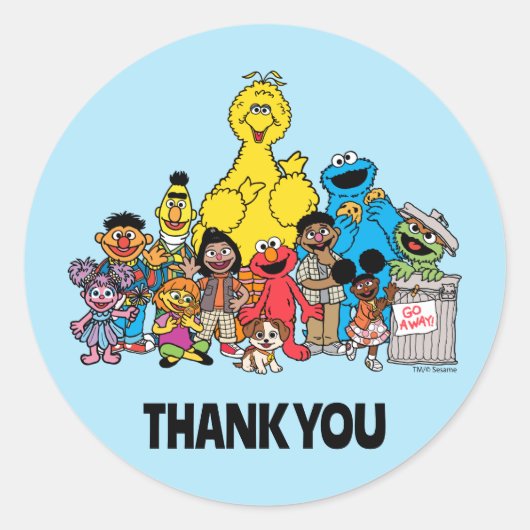 セサミストリート |ありがとうございます |パーティーのお気に入り ラウンドシール (正面)