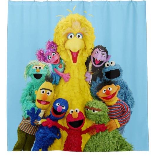 セサミストリート |おもしろいカラフルポートレート シャワーカーテン (正面)
