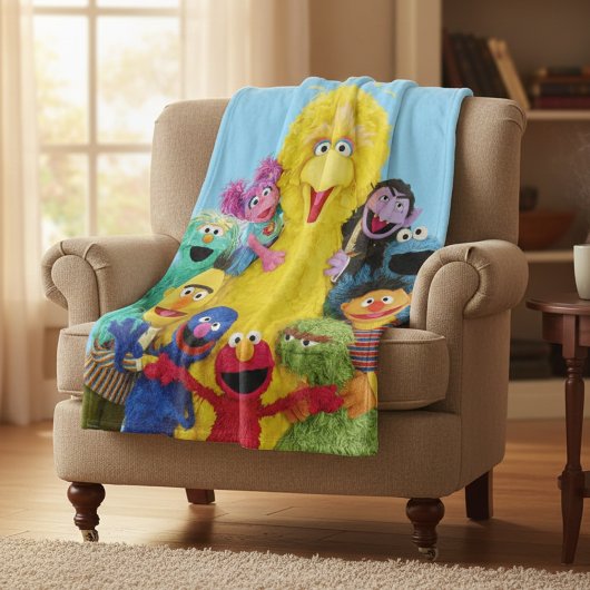 セサミストリート |おもしろいカラフルポートレート フリースブランケット