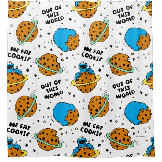 セサミストリート |この世界のクッキーモンスター シャワーカーテン (正面)