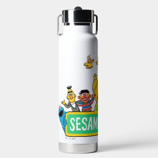 セサミストリート |すべてののまわりにセサミストリート記号 ウォーターボトル (正面)