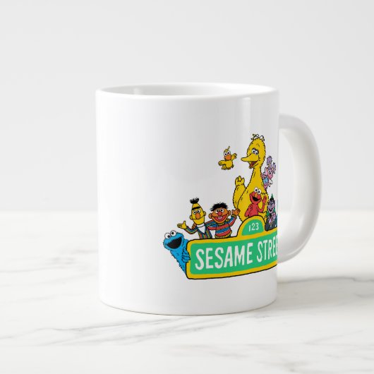 セサミストリート |すべてののまわりにセサミストリート記号 ジャンボコーヒーマグカップ (正面右)