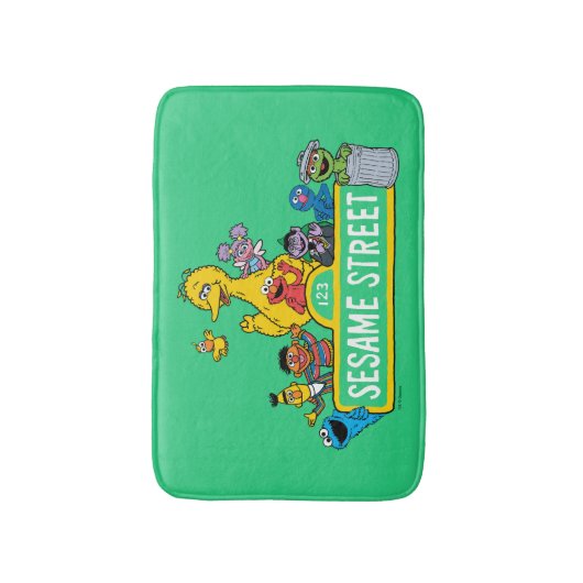 セサミストリート |すべてののまわりにセサミストリート記号 バスマット (正面縦)