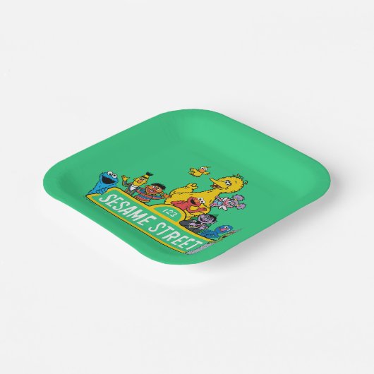 セサミストリート |すべてののまわりにセサミストリート記号 ペーパープレート (傾斜あり)