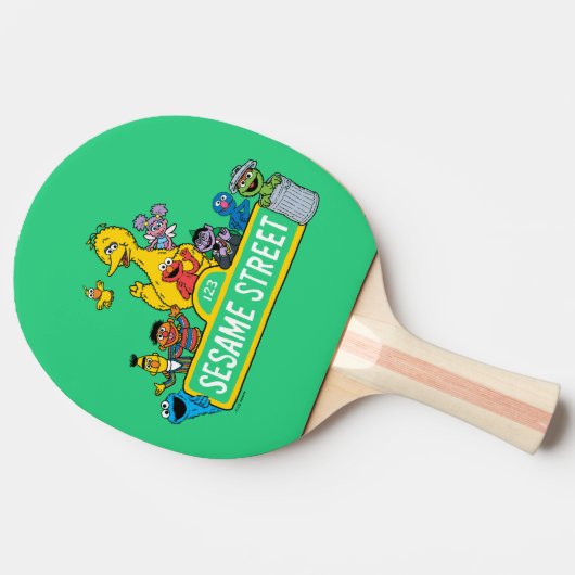 セサミストリート |すべてののまわりにセサミストリート記号 卓球ラケット (横)